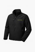 Zwarte softshell jas logo op klein ritsje rechterborst